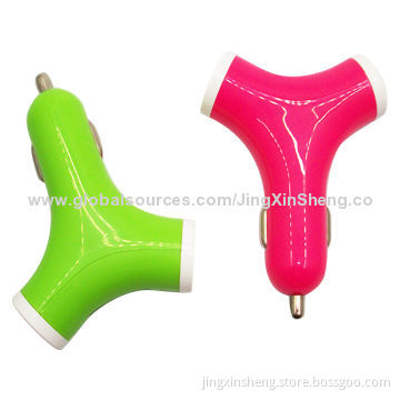 Dual USB Car Chargers for iPhone/iPad, 12 to 24V DC Input